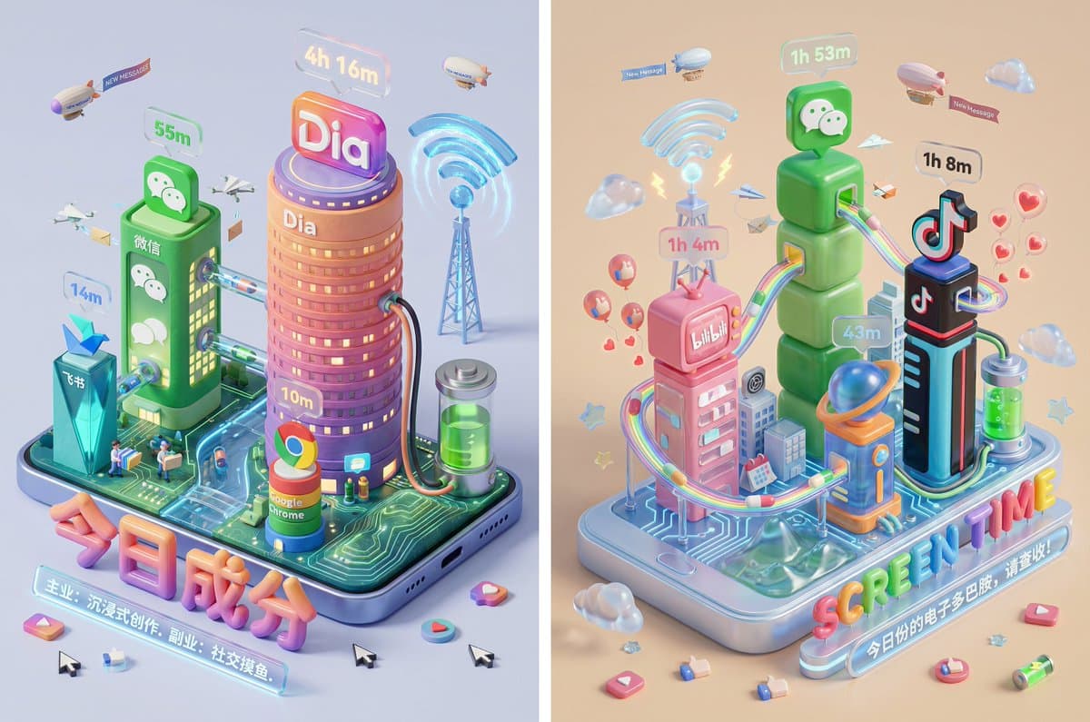 Screen Time Digital Town Visualization Prompt — example 1