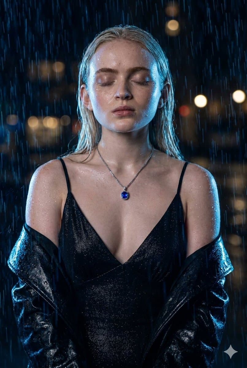 Cinematic Rain Night Portrait — example 1