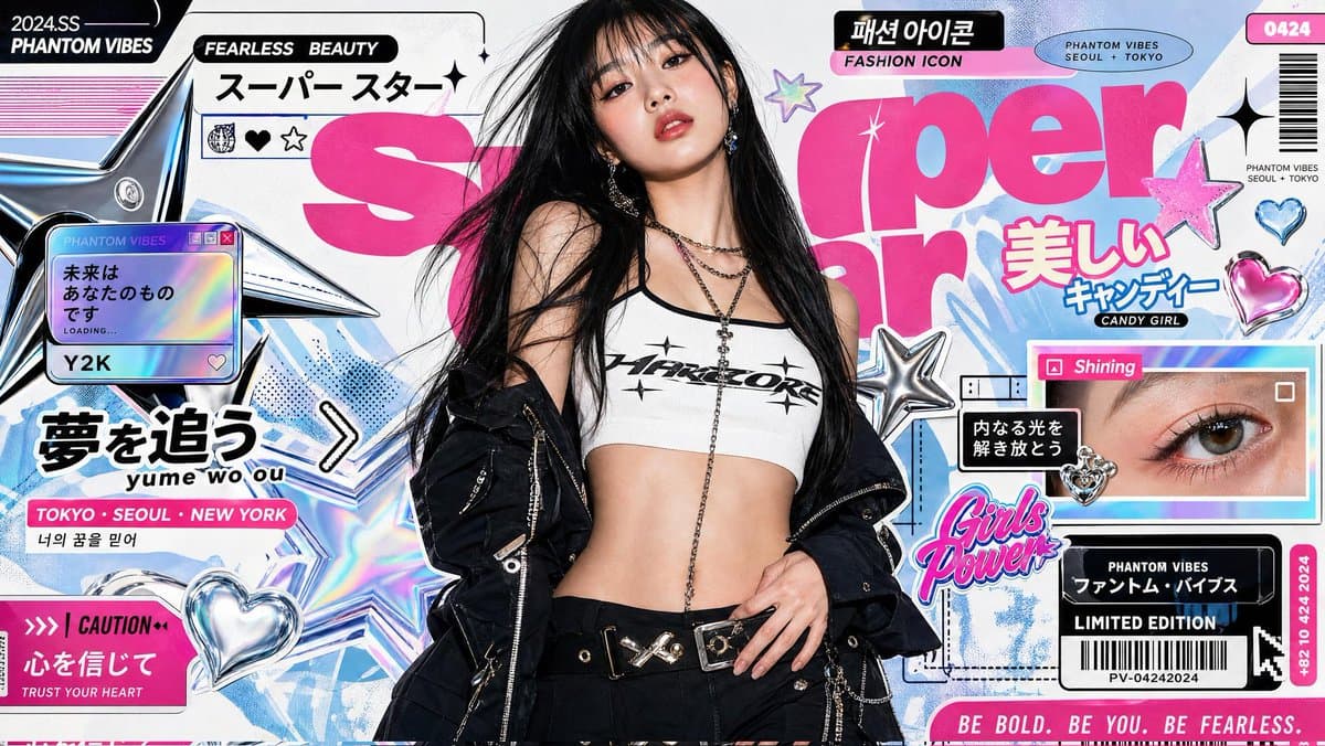 Ultra-Stylized K-Fashion Magazine Poster — example 1