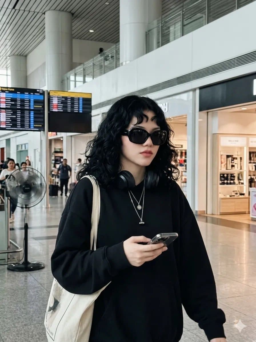 Candid Airport Street Style Portrait — example 1