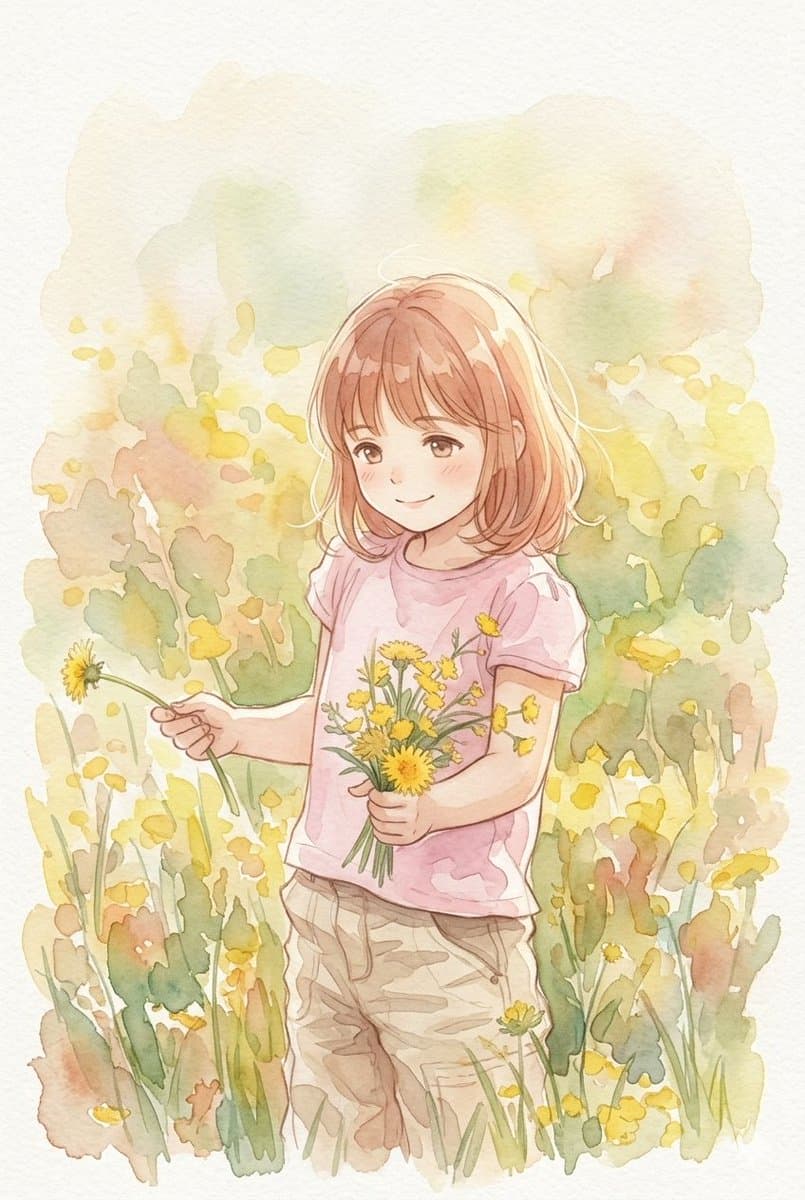 Anime Watercolor Girl with Butterflies — example 1