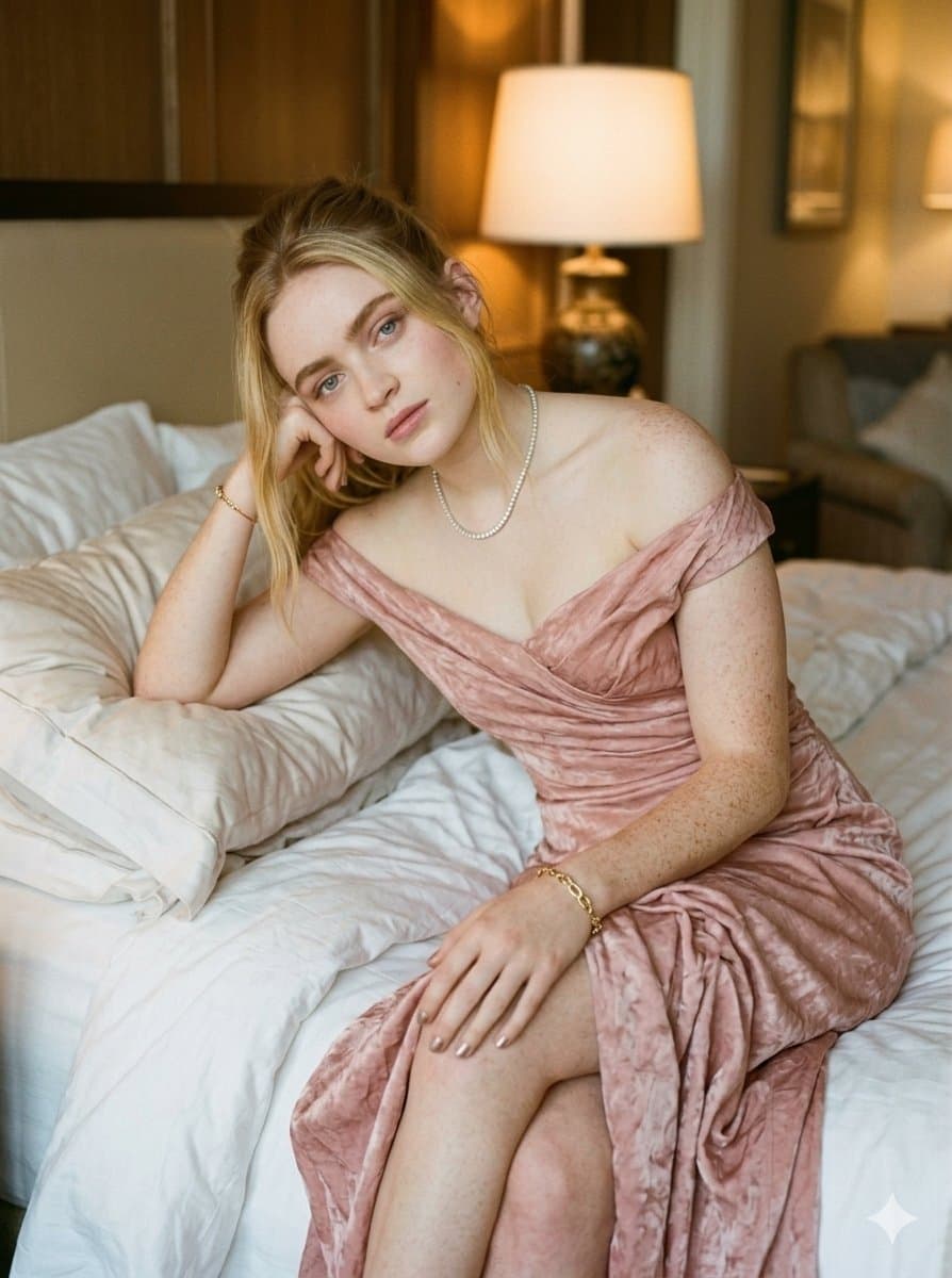 Cinematic Velvet Gown Portrait — example 1