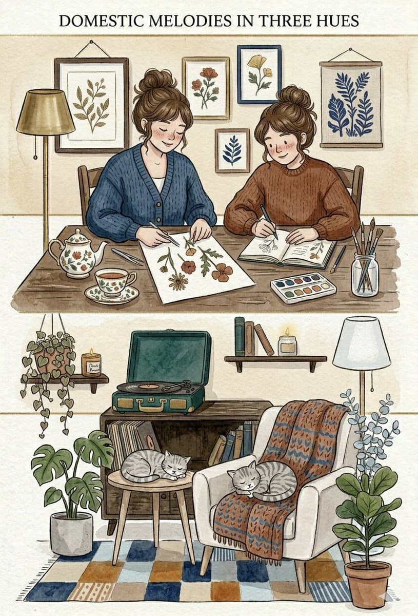 Domestic Melodies Watercolor Illustration — example 1