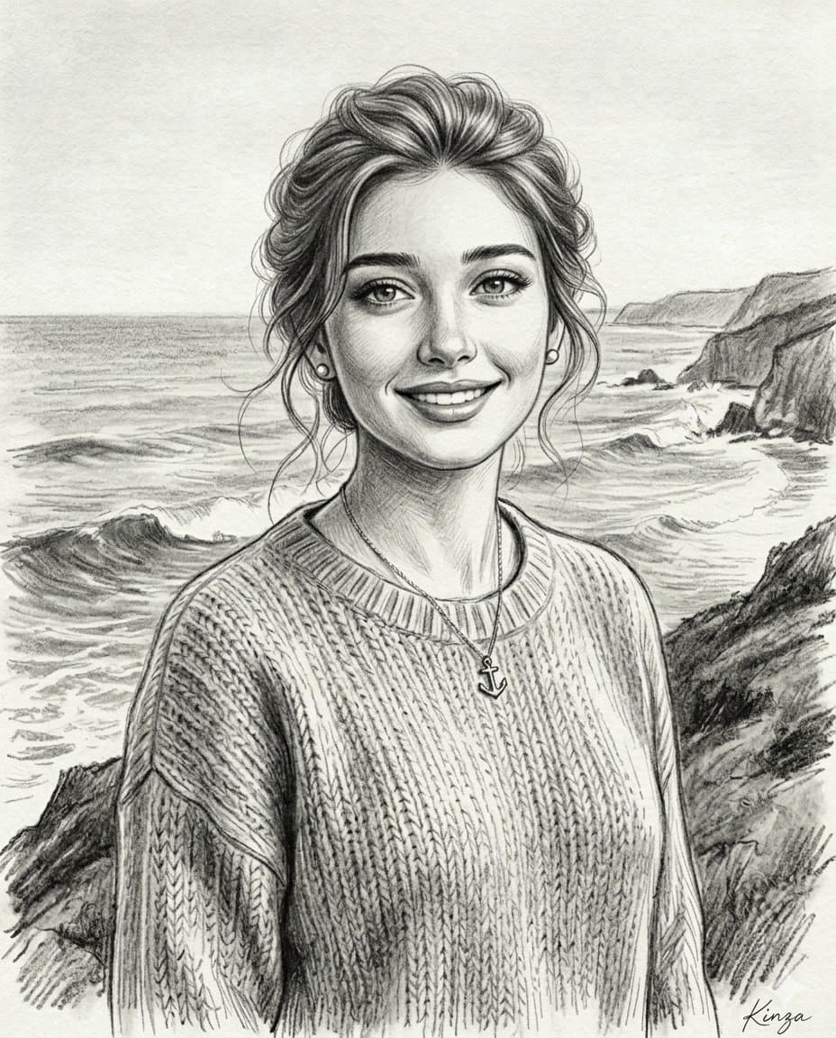Vintage Graphite Pencil Portrait — example 2