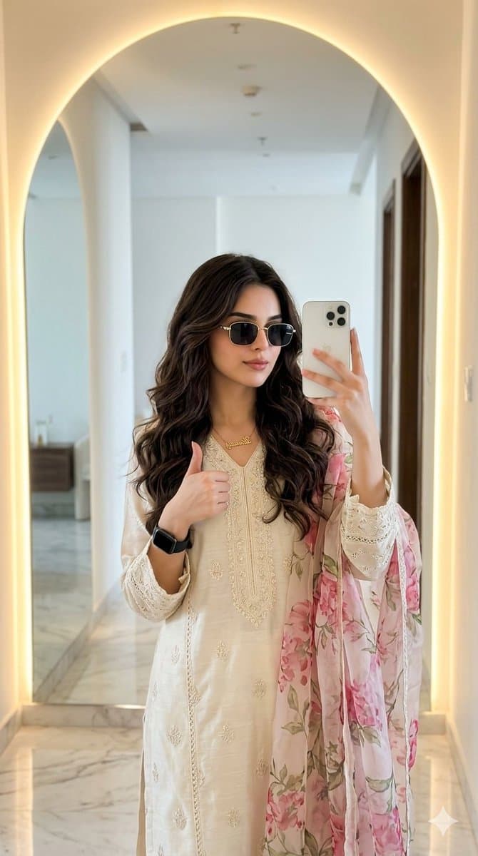 Traditional Pakistani Mirror Selfie — example 1