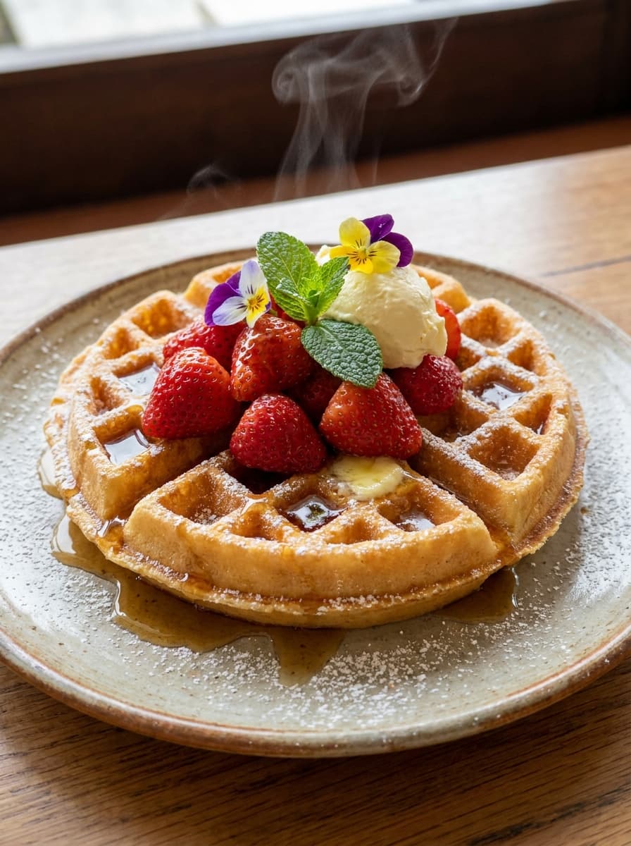 Appetizing Strawberry Waffle Photography — example 3