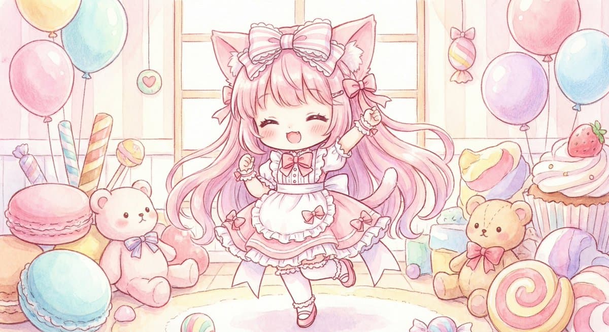 Cute chibi cat-eared girl illustration — example 1