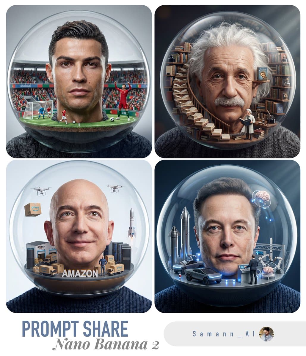 Surreal Miniature Universe Bubble Portrait — example 1