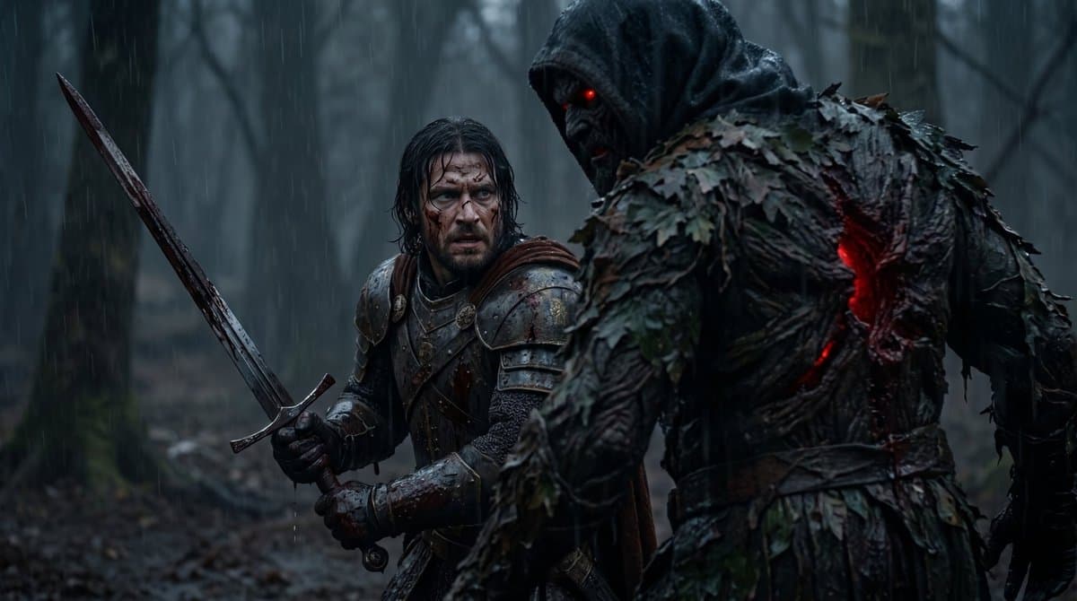 Battle-Worn Knight vs Forest Wraith — example 1