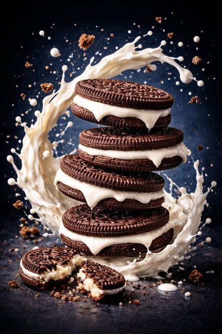 Macro Luxury Biscuit Milk Splash — example 1