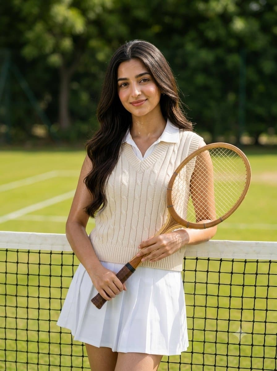 Old money tennis aesthetic portrait — example 1
