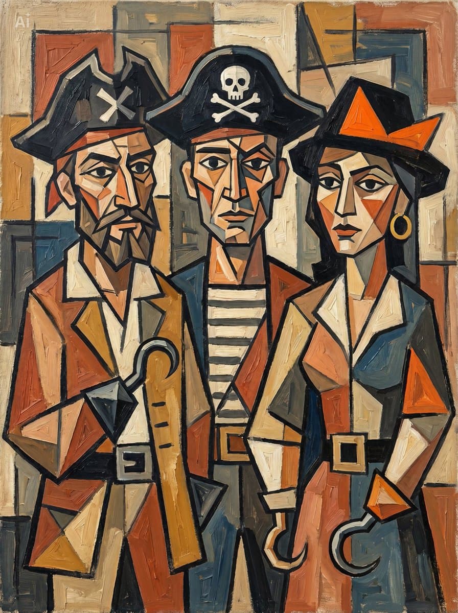 Cubist Pirate Oil Painting — example 2