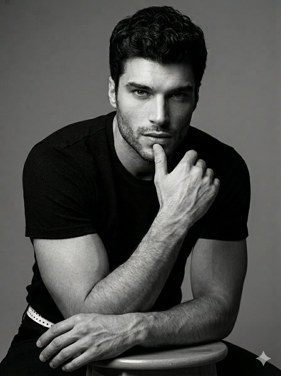 Black and White Male Studio Portrait — example 1