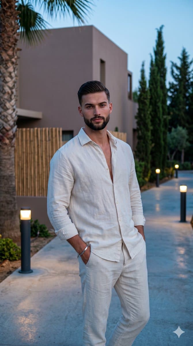 Upscale Resort Pathway Male Portrait