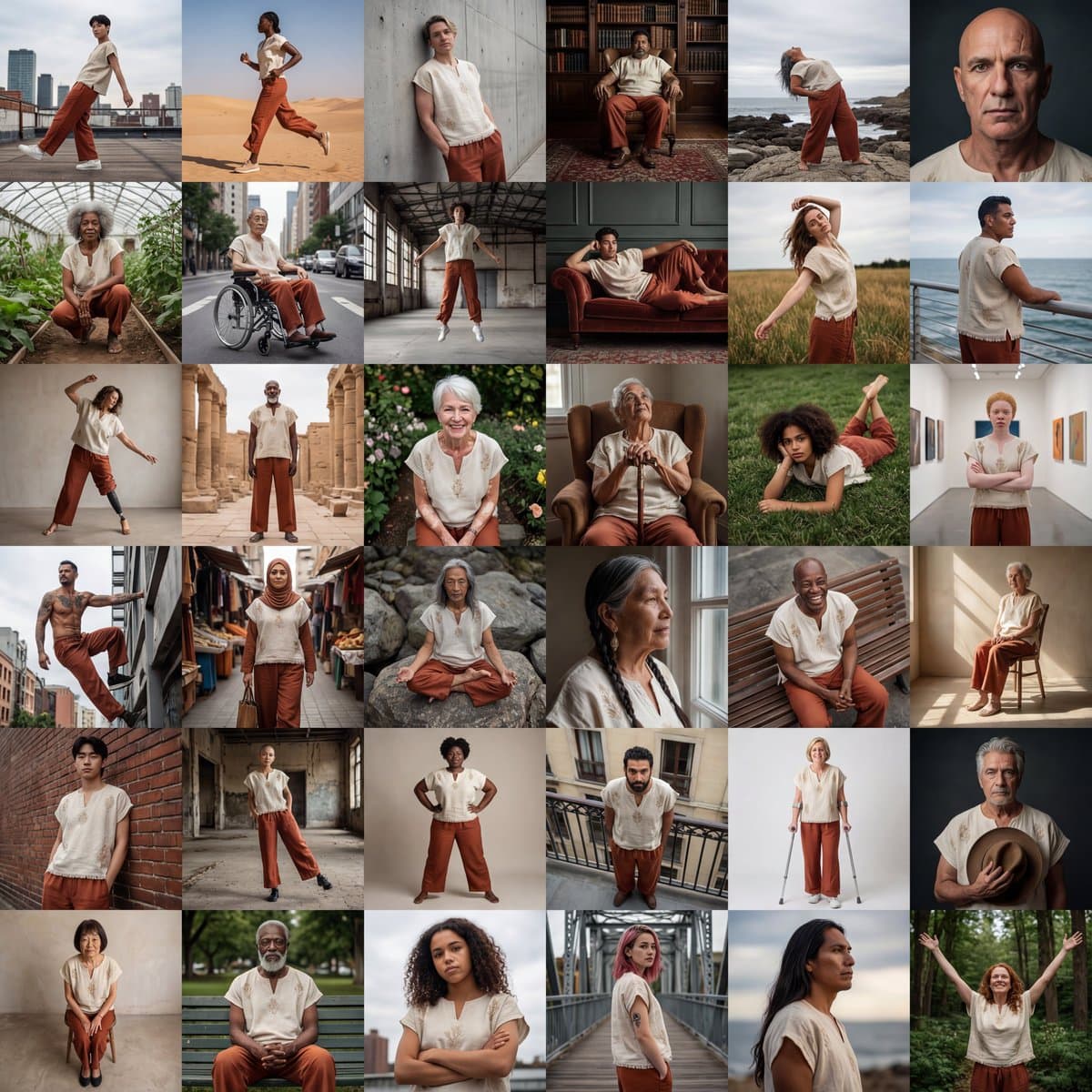 Diverse Fashion Editorial Grid — example 1