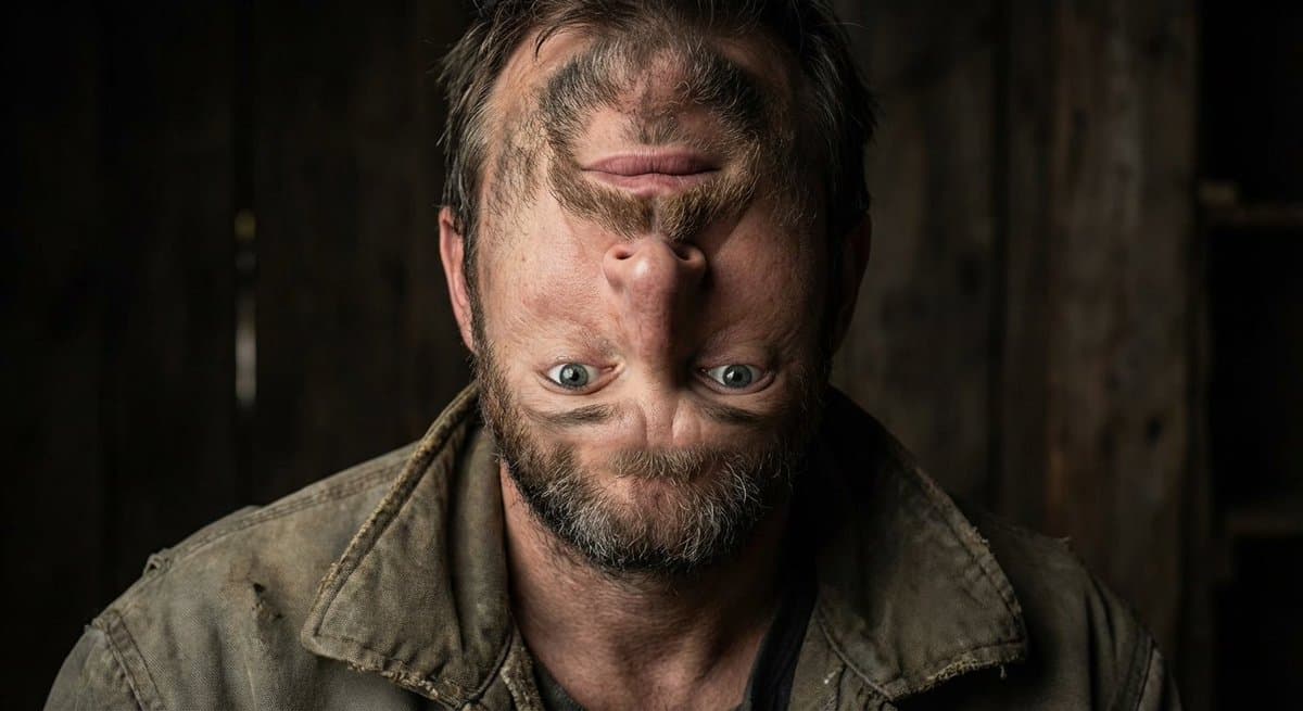 Surreal upside-down face portrait — example 1