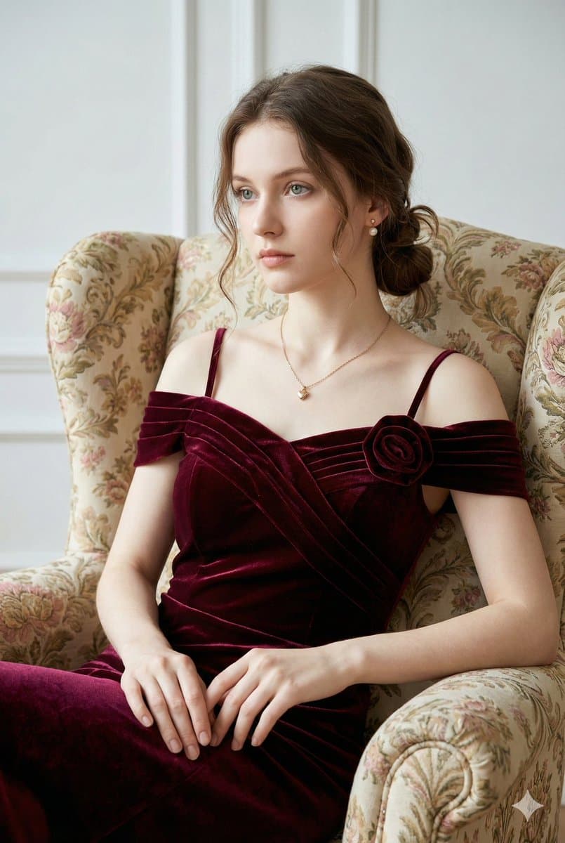 Photorealistic Velvet Dress Portrait — example 1