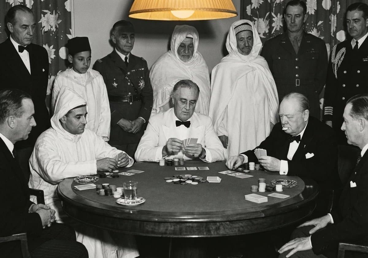 Leaders playing poker scene — example 2