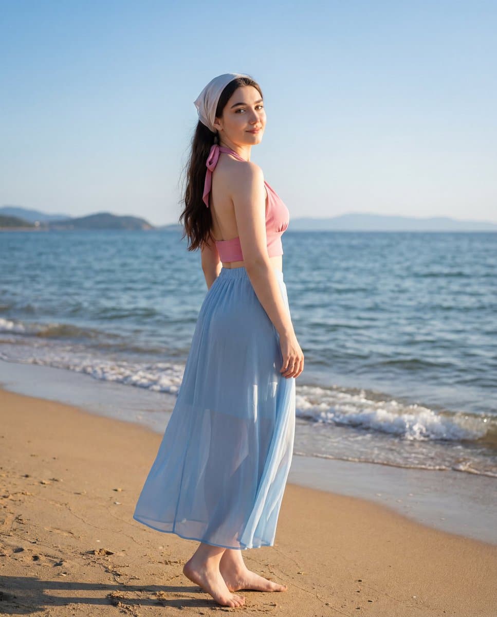 Sun-Kissed Beach Portrait with Identity Lock — example 1