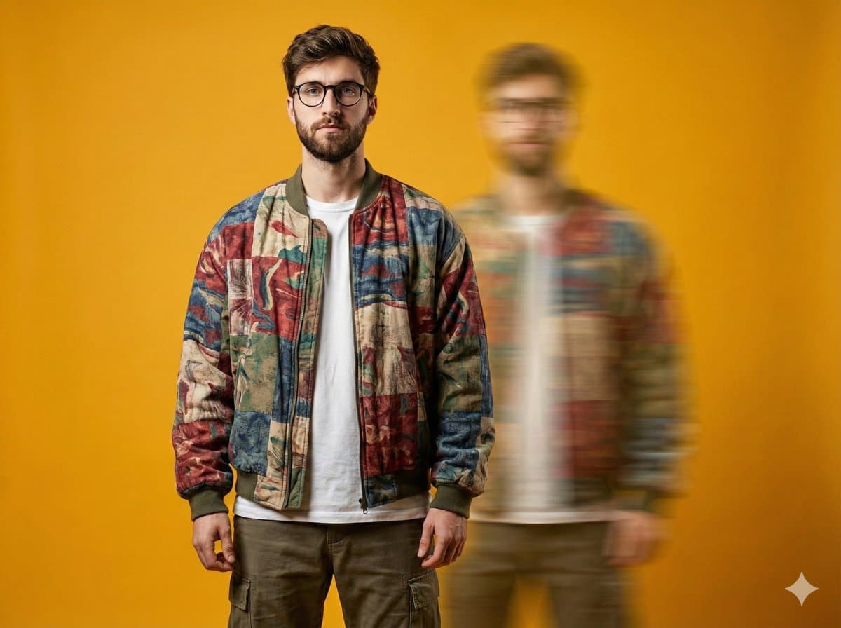 Avant-Garde Fashion Portrait with Ghost Duplicate — example 1