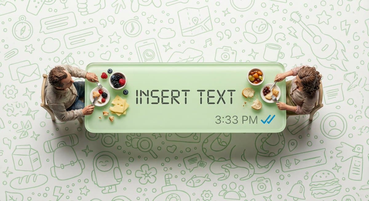 WhatsApp Speech Bubble Dining Table Macro Shot — example 2