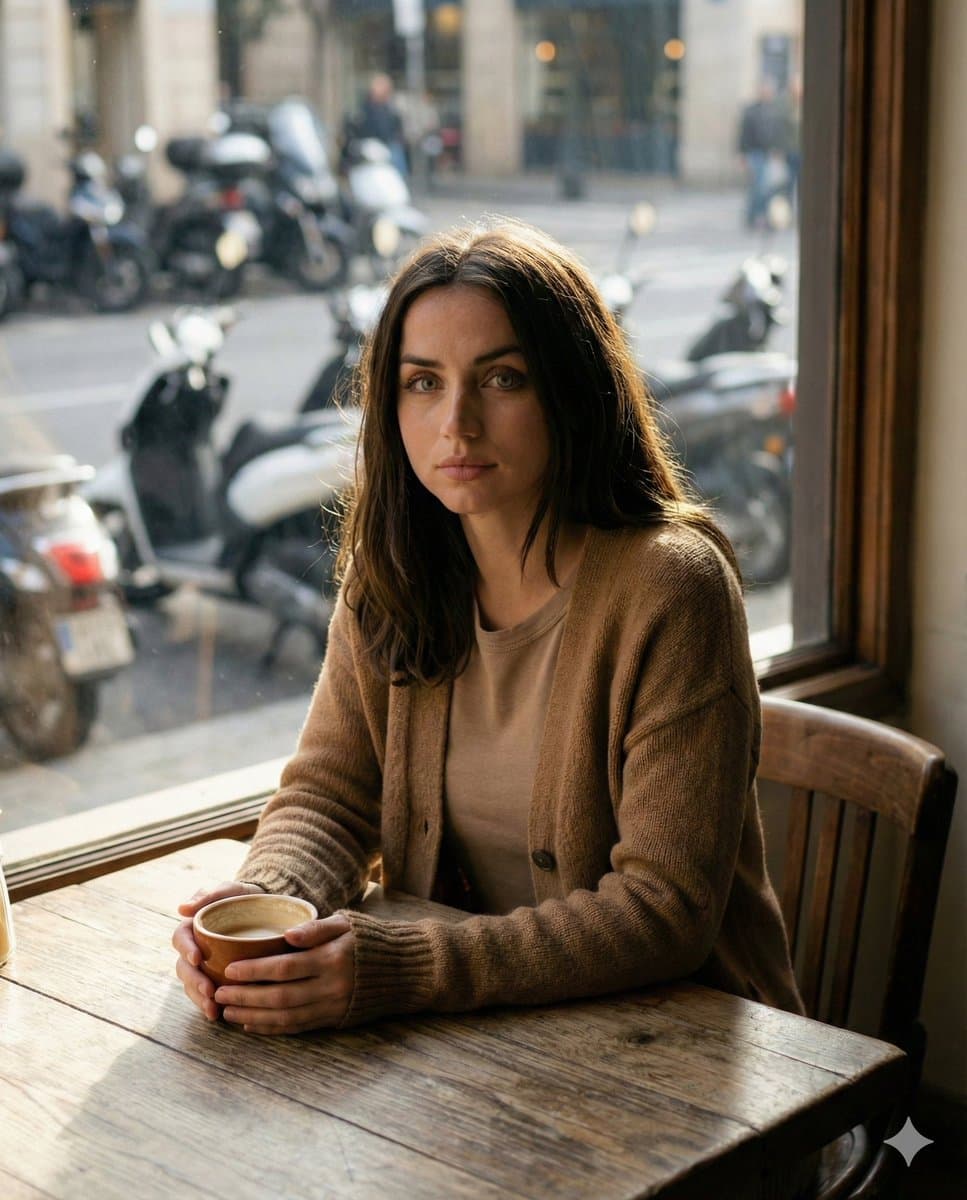 Cinematic Portrait in a Cozy Cafe — example 2