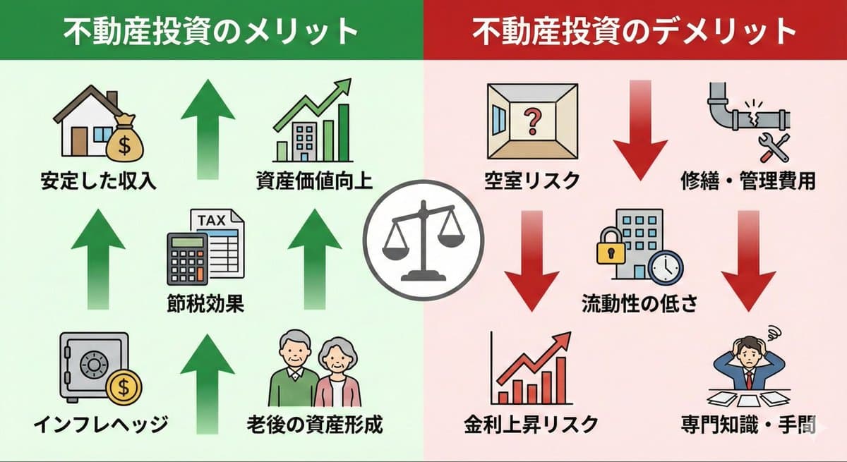 Pros and cons of real estate investment infographic — example 1