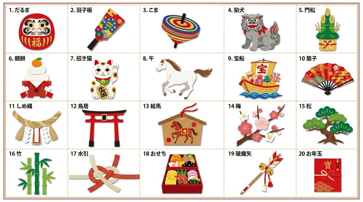 Japanese New Year Kirie-Style Icon Set Generation — example 1