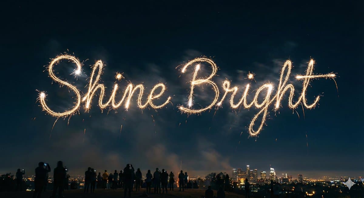 Glowing Text Fireworks — example 3