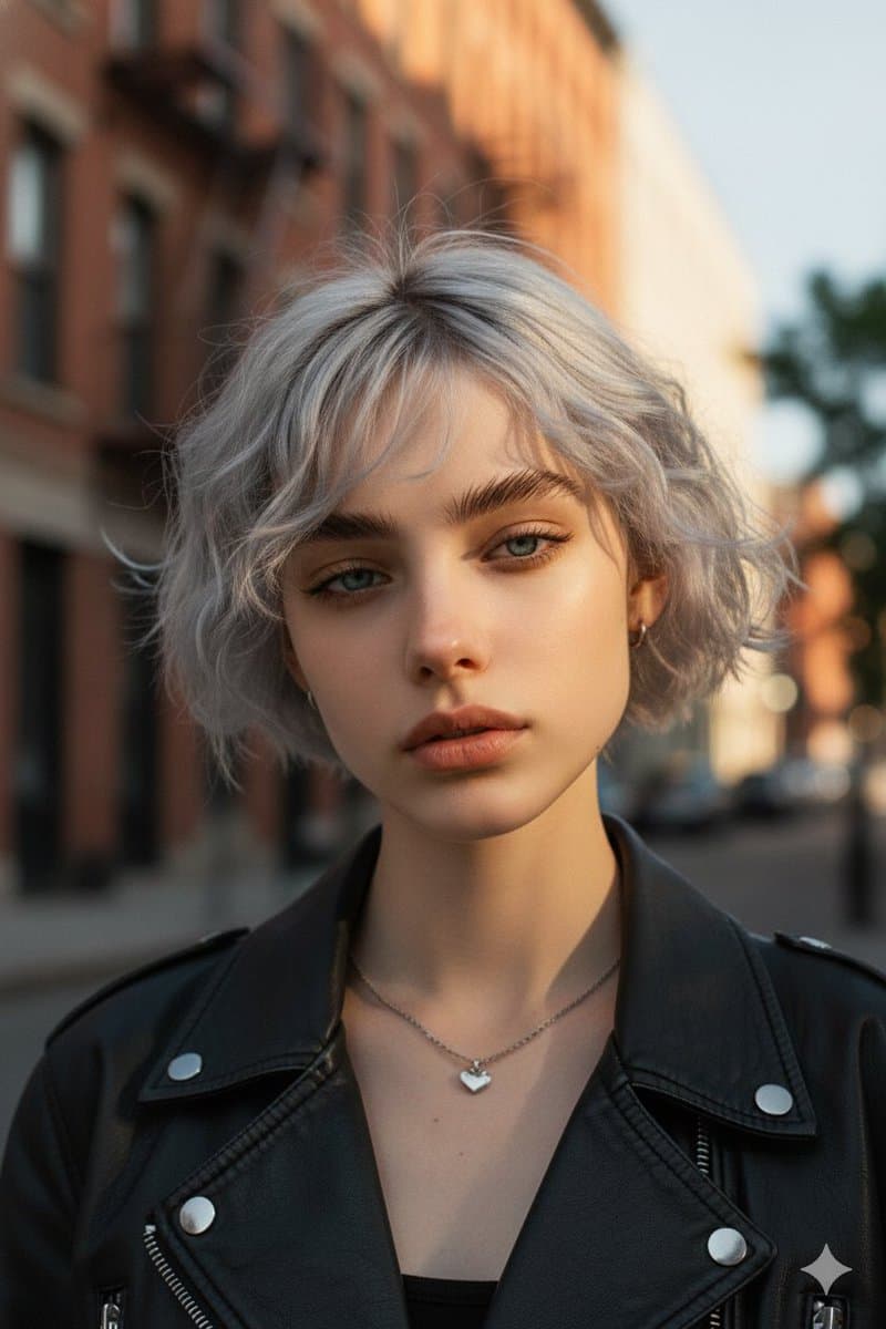 Moody Cinematic Platinum Blonde Portrait — example 1