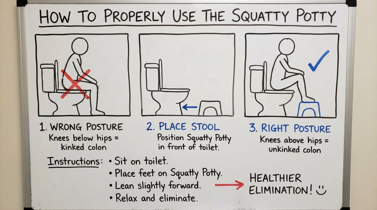 Squatty Potty whiteboard instructions — example 1