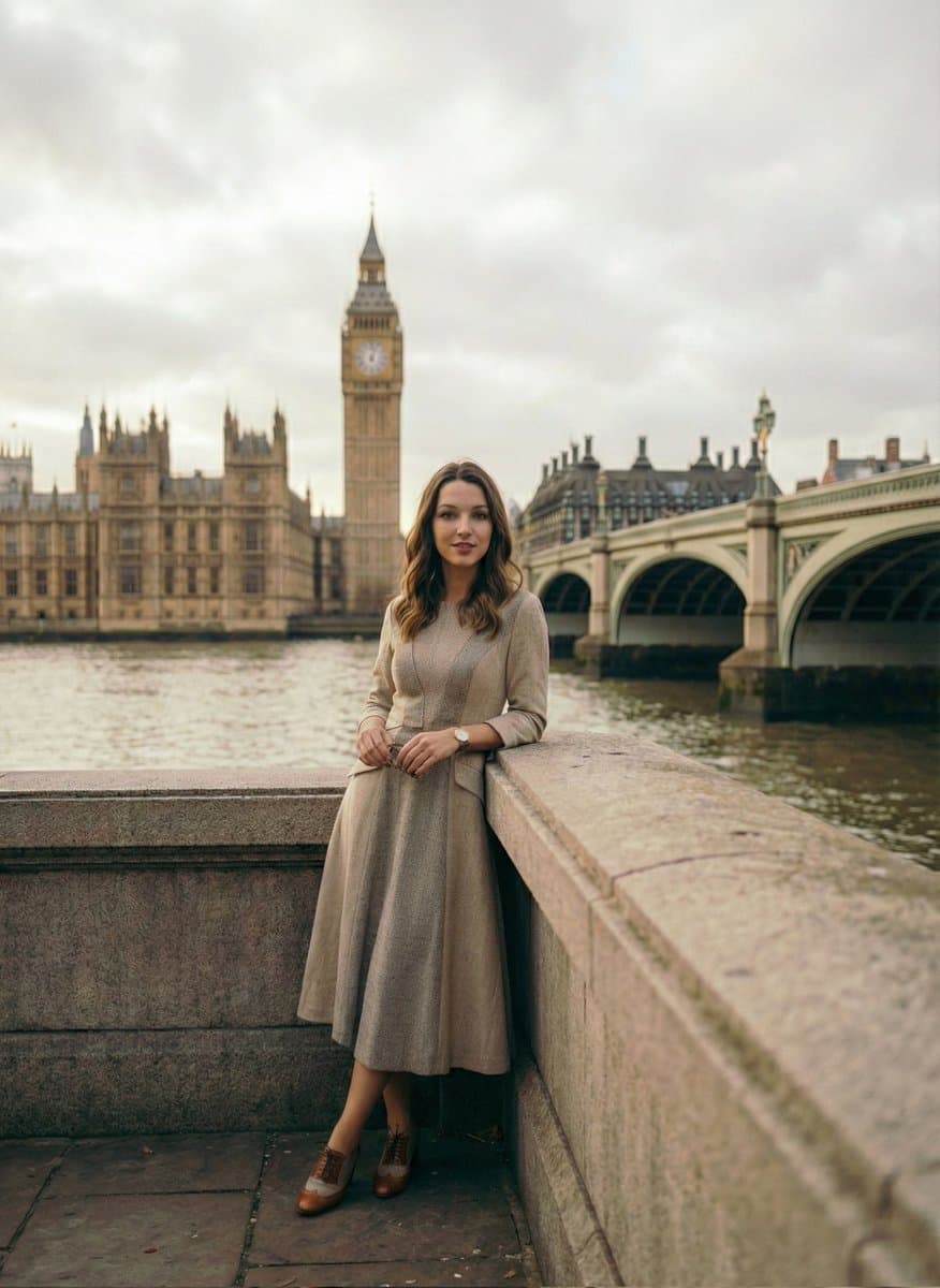 Cinematic Portrait beside the Thames River in London — example 3
