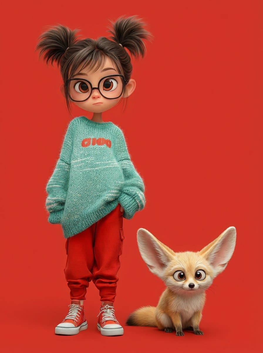 Pixar-Style 3D Character Portrait with Fennec Fox — example 1