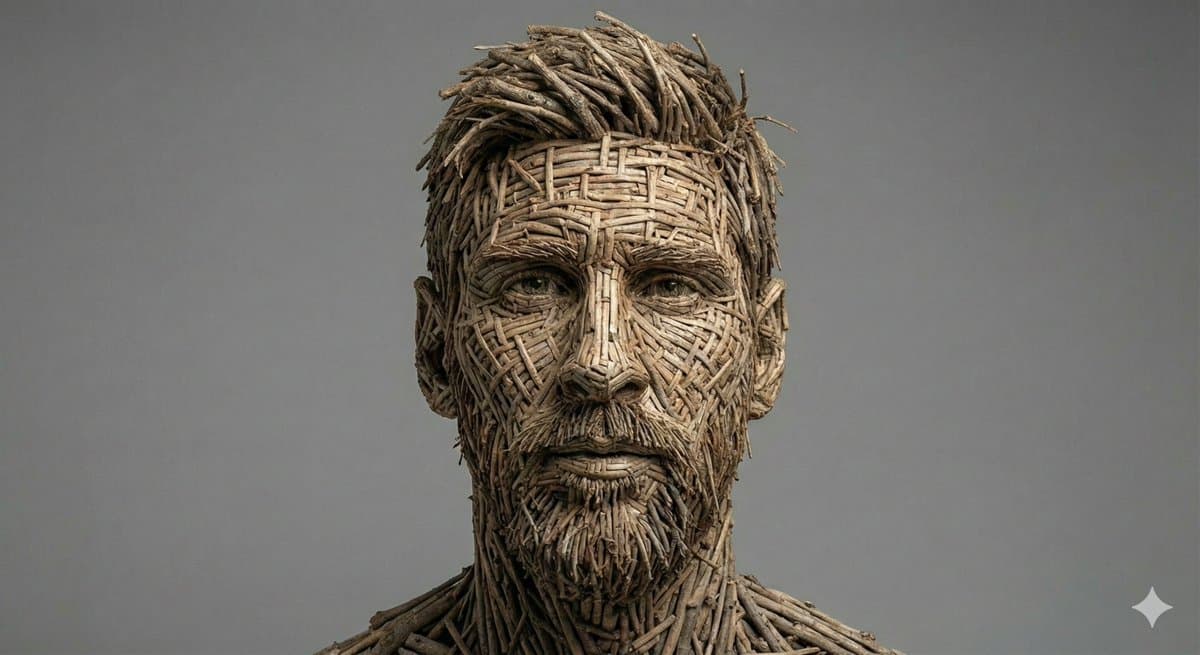 Woven Wooden Twig Portrait with Identity Lock — example 1