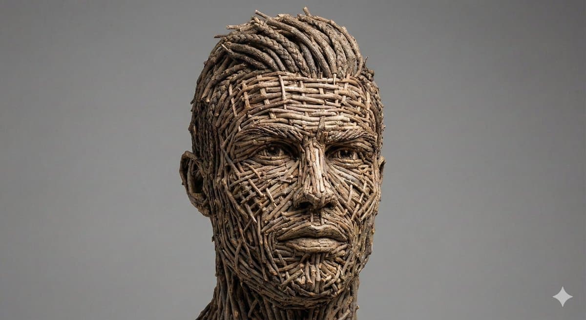 Woven Wooden Twig Portrait with Identity Lock — example 2