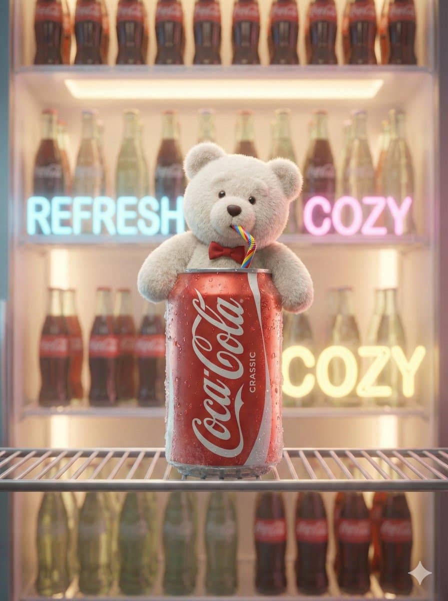 Pixar-Level Commercial Scene: Teddy Bear in a Soda Can — example 1