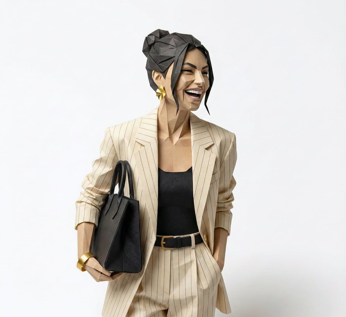 Hyper-Detailed Origami Portrait Sculpture — example 1