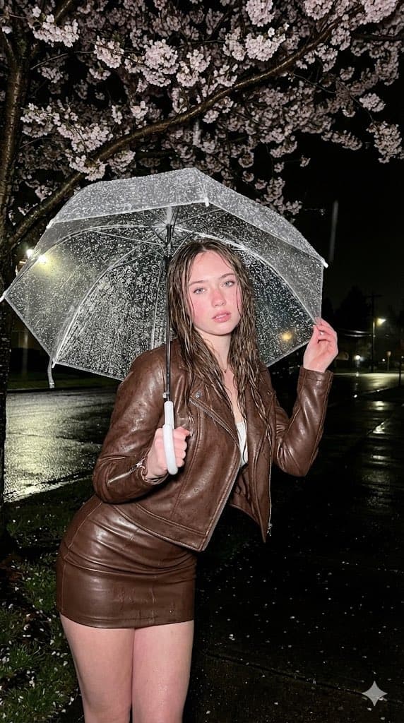 Moody Fashion Editorial Rainy Night Prompt — example 1