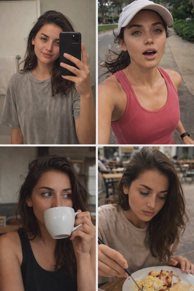 Ana de Armas Daily Routine Grid Prompt (Identity Lock) - Duplicate — example 1