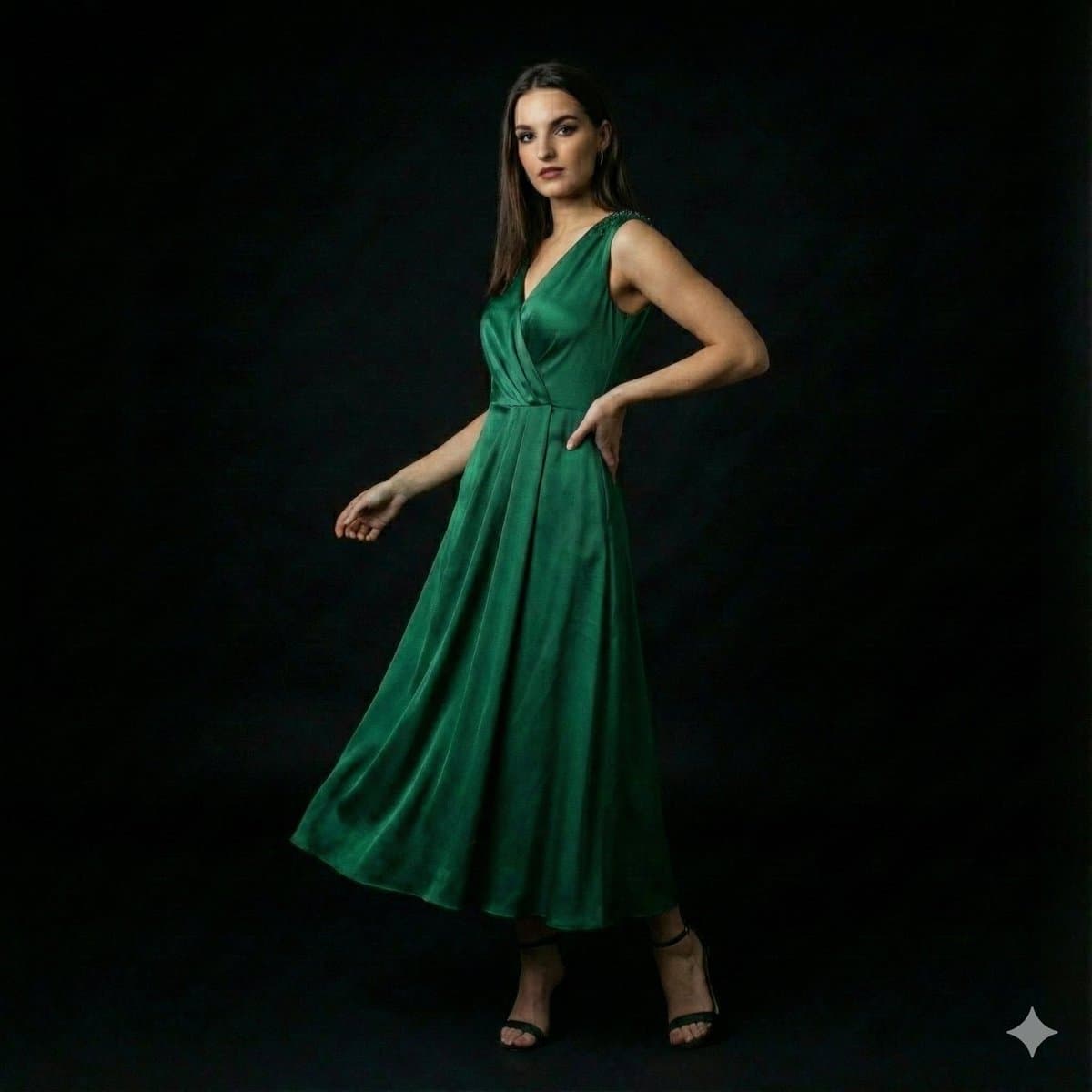 High-End Fashion Editorial Portrait on Black Background — example 2