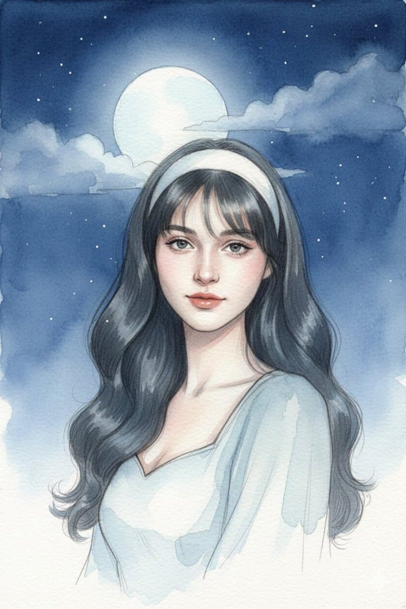 Moonlit Watercolor Portrait with Identity Lock — example 1