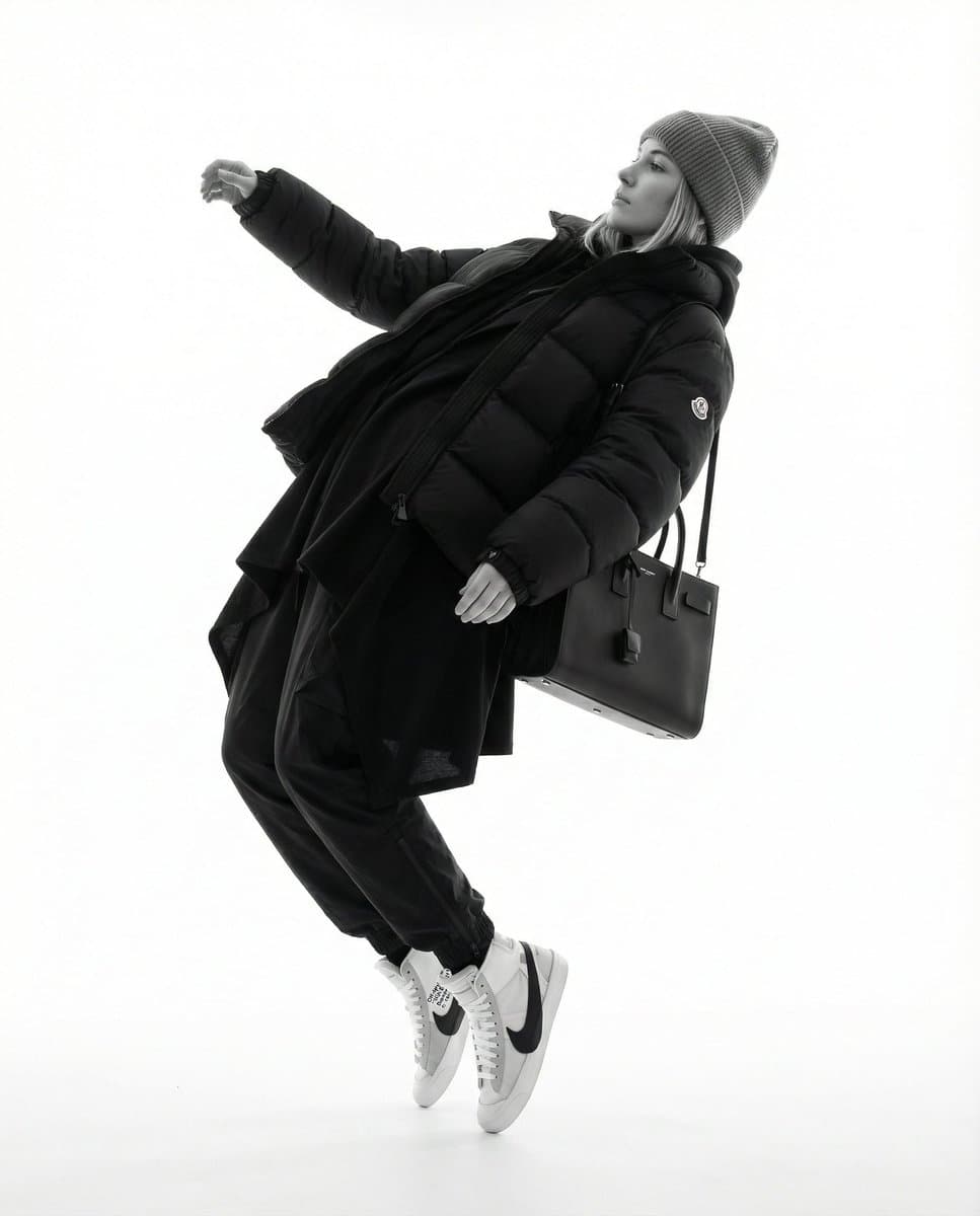 Monochrome Hypebeast Editorial with Airborne Action — example 2