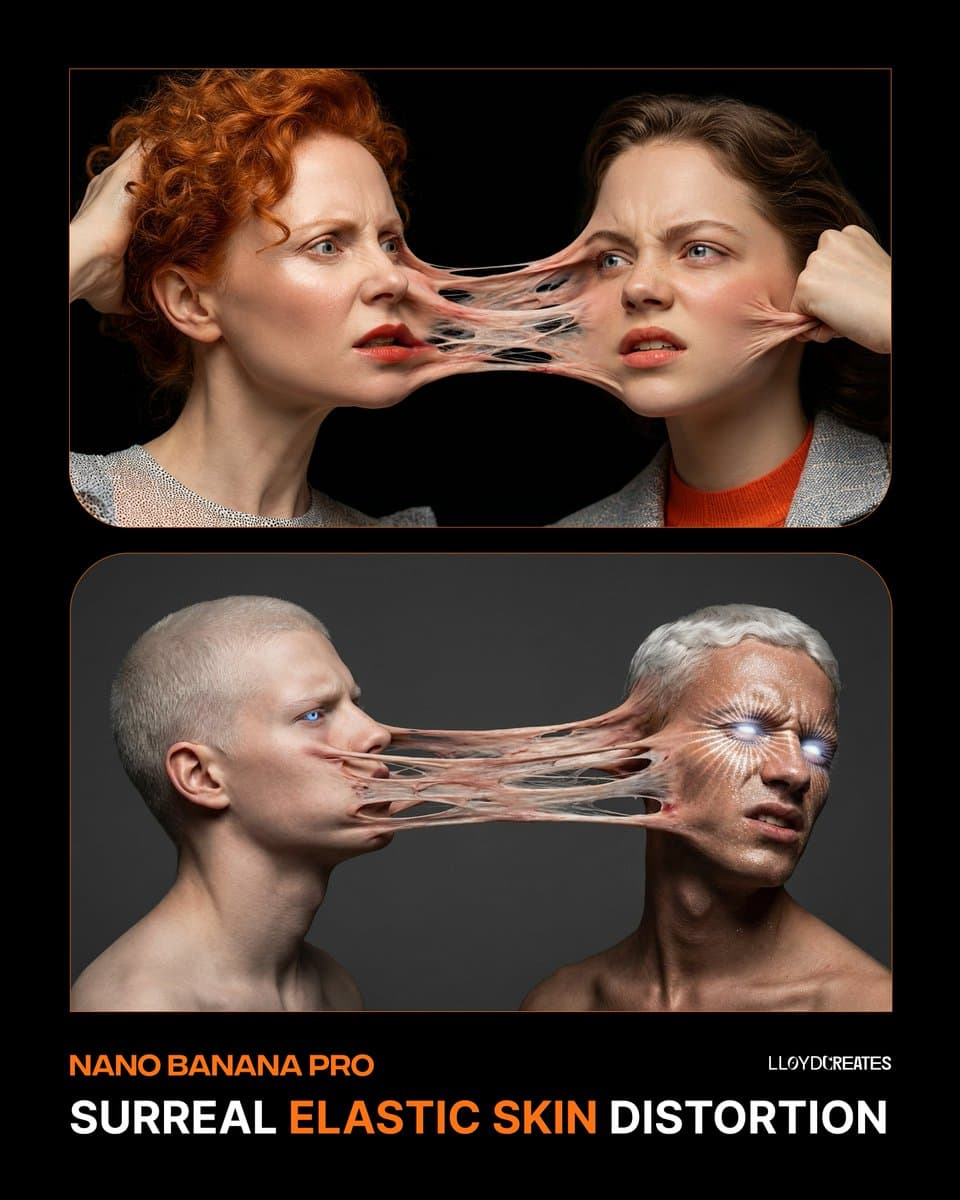 Surreal Elastic Skin Distortion Portrait — example 1