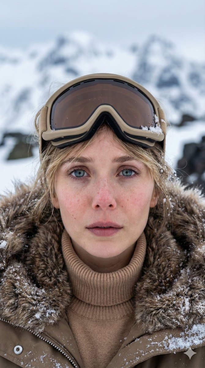 Vertical Cinematic Arctic Portrait (Tan/Brown Palette) — example 1