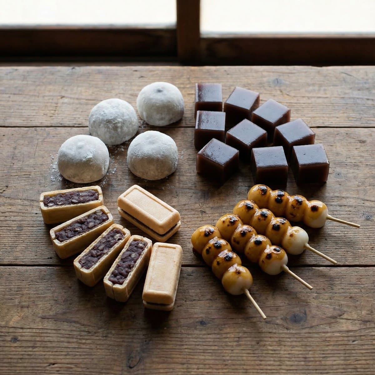 Perfectly Aligned Japanese Wagashi Sweets — example 1