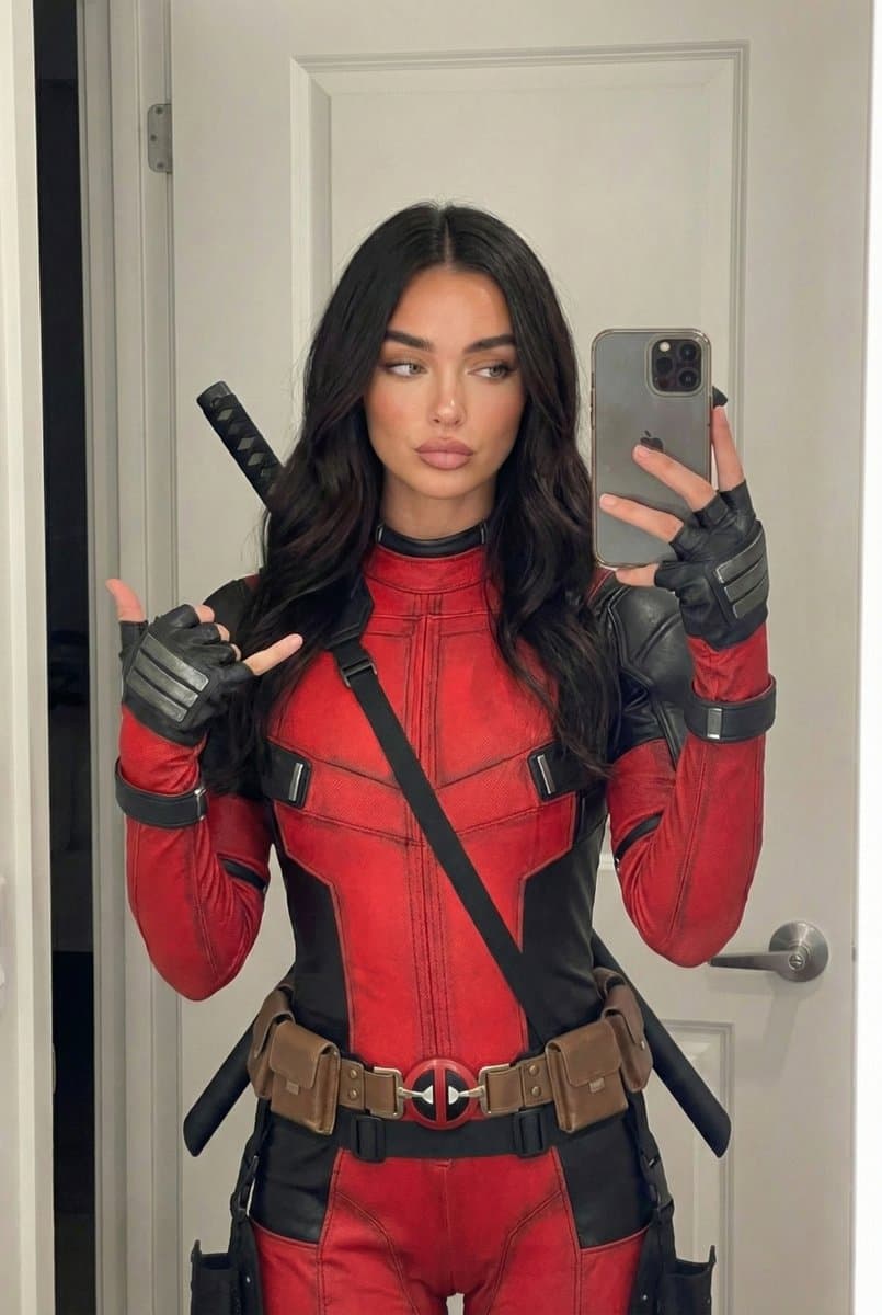 Photorealistic Deadpool Cosplay Mirror Selfie — example 1