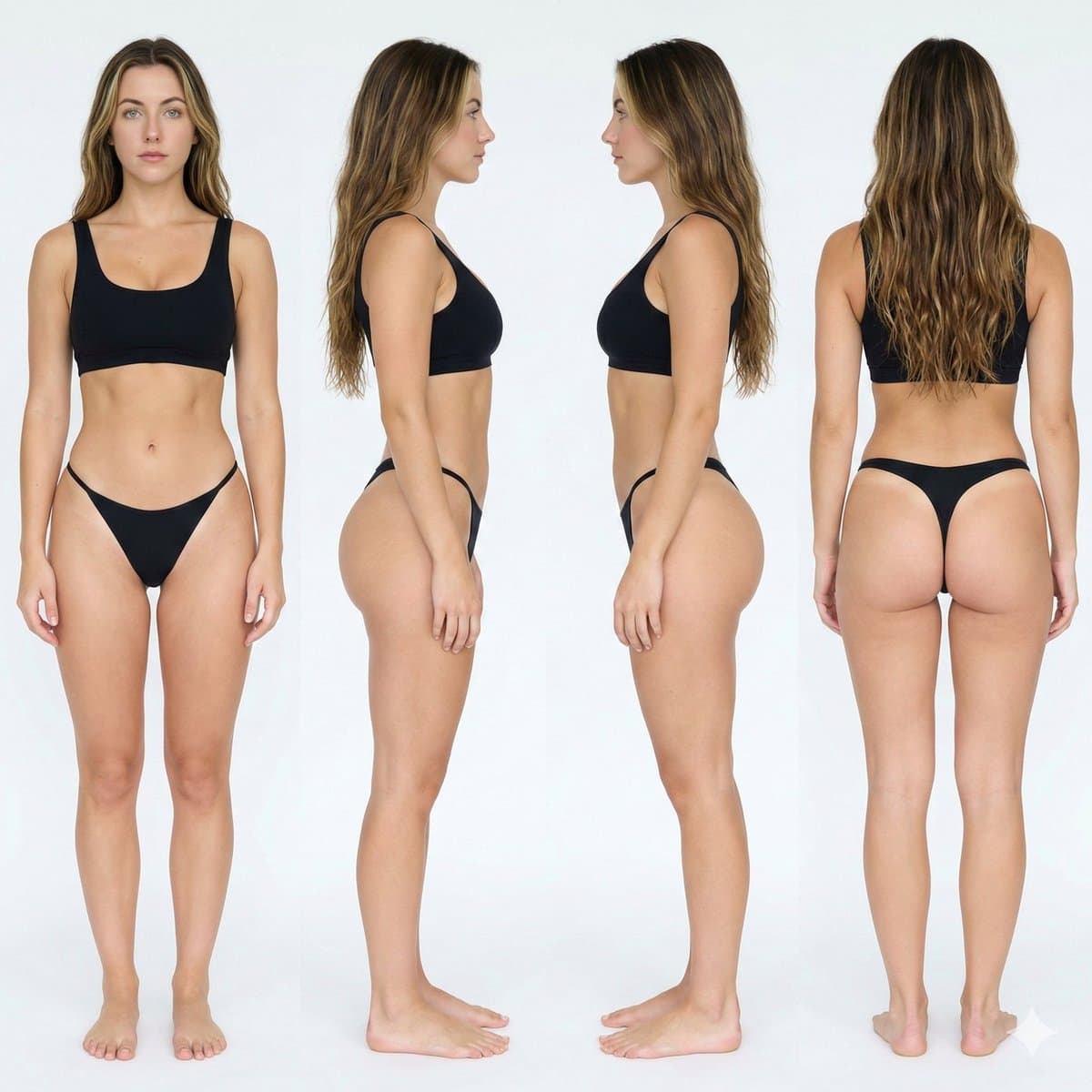 Full-Body Reference Sheet for Athletic Hourglass Figure — example 2