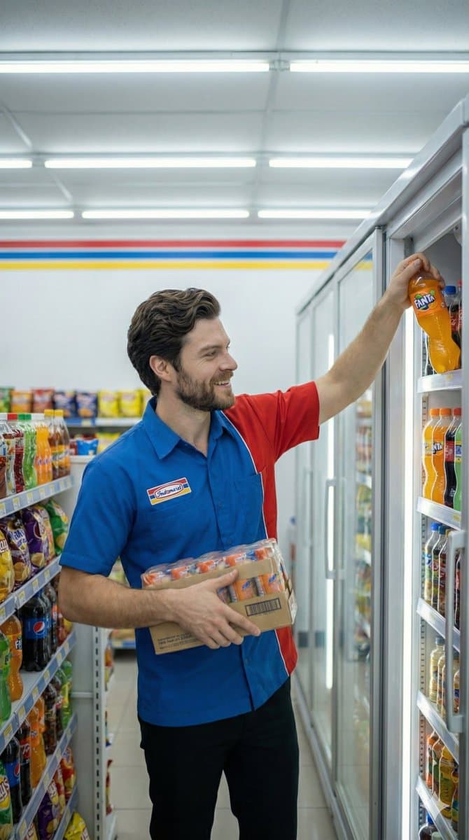 Photorealistic Convenience Store Clerk Cinematic Shot — example 2