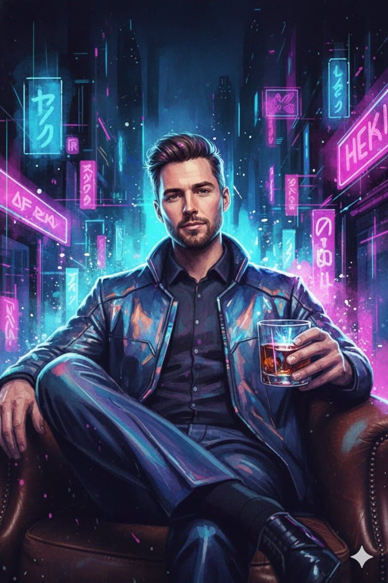 Neon Cyberpunk Watercolor Fusion Illustration Prompt — example 2