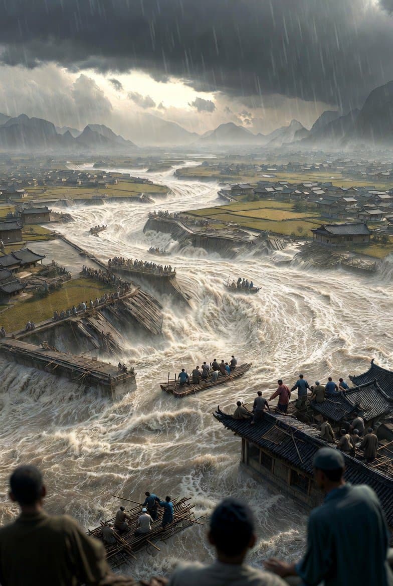 Historical Epic Scene: 1887 Yellow River Flood — example 1